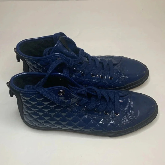 GEOX Quilted Hi Top Sneakers Cobalt Blue Size 9 Waterproof - Picture 1 of 14
